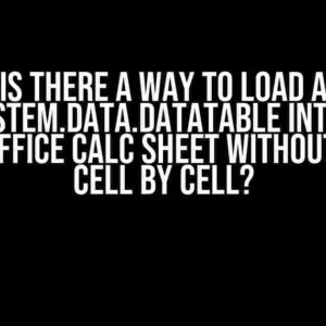 Is there a way to load a System.Data.DataTable into a LibreOffice Calc sheet without going cell by cell?